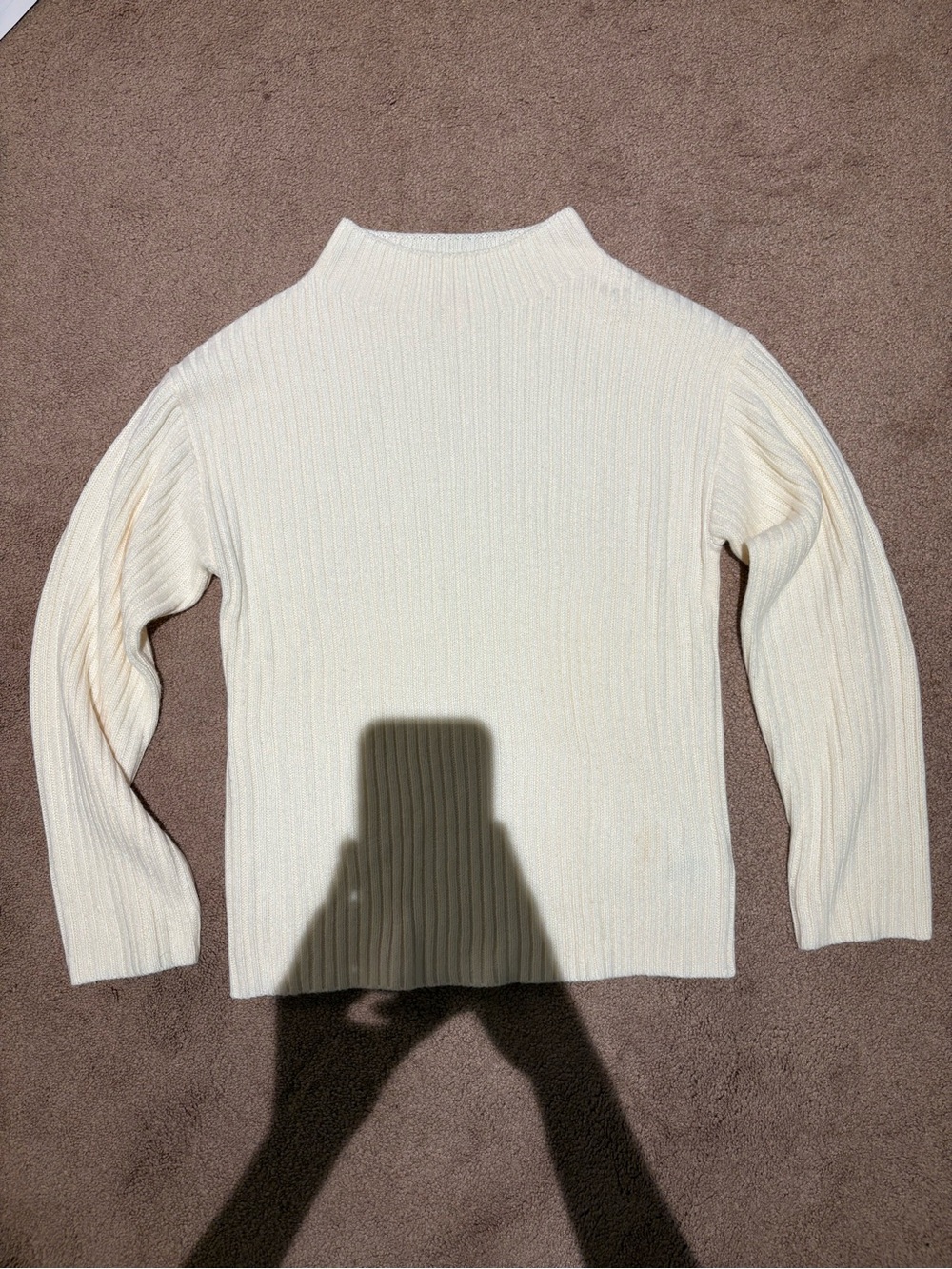 Joe Fresh Cream Ribbed Mock Turtleneck Sweater size small